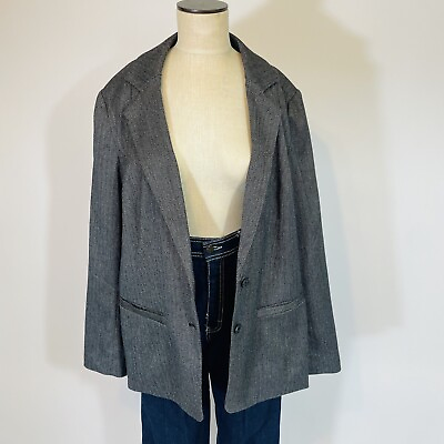 #ad Lane Bryant Tailored Stretch Blazer Jacket 20 Womens Plus Gray Houndstooth Work