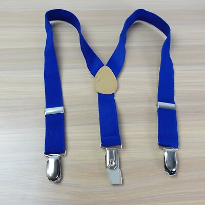 #ad Suspender Boy Blue Clip On Y Back Adjustable Strap Stretch Classic Royal $8.88