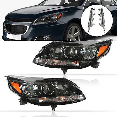 #ad Black Left amp; Right Side Halogen Projector Headlights for 13 15 Chevy Malibu