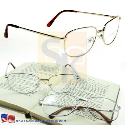 #ad MENS 1.00 to 4.00 FREEDOM BIFOCAL READING GLASSES Metal SPRING HINGES STRONG $13.99