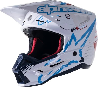 #ad Alpinestars S M5 Action Helmet WHITE CYAN BLUE XX Large 482 92192X