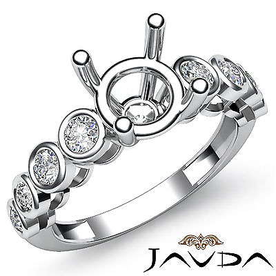 #ad Diamond Engagement Elegant Semi Mount Bezel Ring 8 Stone 14k White Gold 0.32Ct
