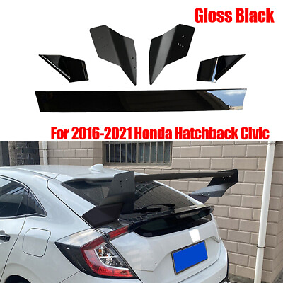 #ad For 2016 2021 Honda Hatchback Civic Mugen Style Rear Spoiler Wing Gloss Black