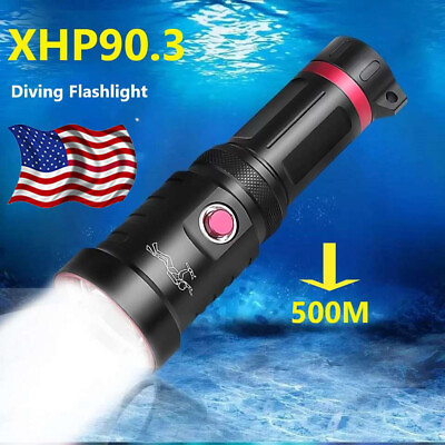 #ad LED Diving Flashlight Diving Torch Underwater Scuba Lamp Light Torch Lamp