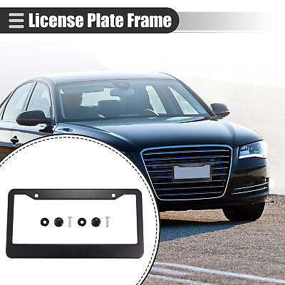#ad 1 Pcs Universal Car License Plate Frame Front Rear License Plate Holder Black