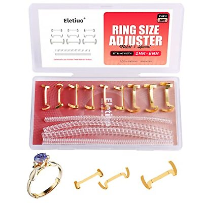 #ad ELETIUO 13 Pack Filled Gold Metal Ring Guard with 4 Sizes SpiralsInvisible R...