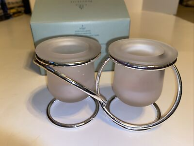 #ad PartyLite Silver Plate Gemini Tealight Candle Holder Set P7207 in Box