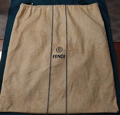 #ad Vintage FENDI Yellow Drawstring Dust Bag Handbag Cover Large 17 3 4quot; x 19 1 2quot;