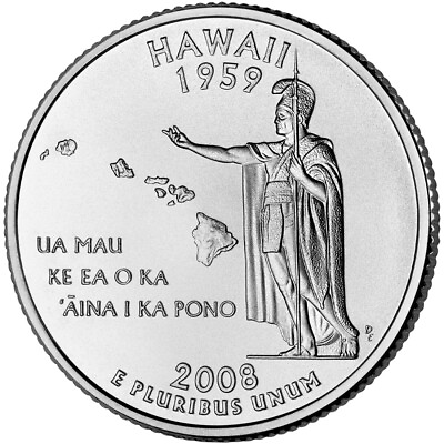 #ad 2008 P Hawaii State Quarter. Uncirculated from US Mint roll.