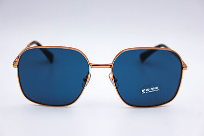 #ad Miu Miu Smu 50Y Zvf 1V1 Rose Gold Blue Aviator Sunglasses 61 18 140