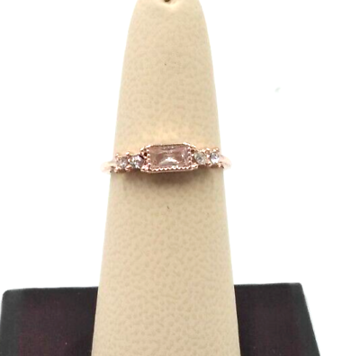 #ad Delicate Rose Gold Tone Sweet Crystal Ring Size 6.25