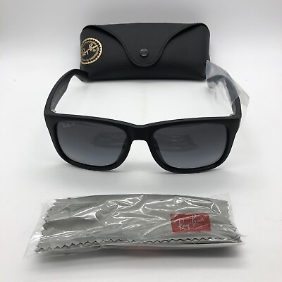 #ad RAY BAN JUSTIN Sunglasses Italy RB4165 F 622 T3 54017 3P Matte Black Polarized