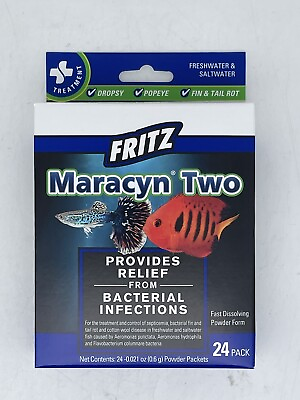 #ad Fritz Maracyn Two Bacterial Medication Powder Freshwater amp; Saltwater 24 pks