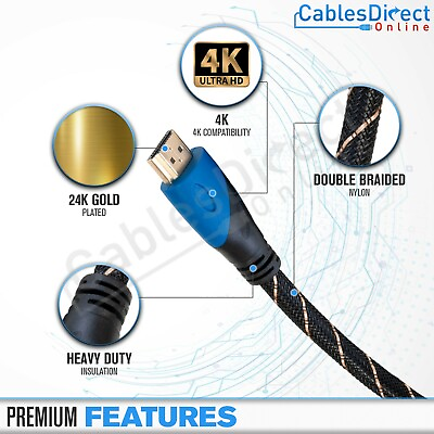 #ad 4K Gold HDMI Cable 2.0 3d Lot Length 3ft 6ft 10ft 20ft 30ft 40ft 50ft 100ft