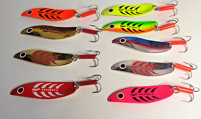 #ad Variety Lot of 9 Mepps Cyclop 3 Lures 26g Made in France Fluorescent Red Gold $74.89