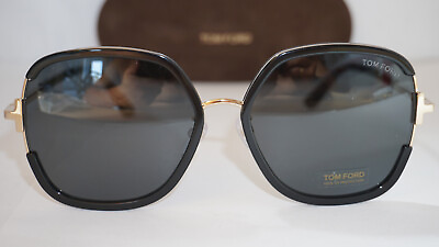 #ad TOM FORD New Sunglasses Large Black Gold Grey TF809 K 01A 61 18 145