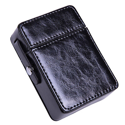 #ad PU Leather Cigarette Case Anti Scratch Storage Case Tobacco Pouch Lighter Black