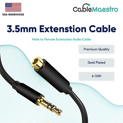 #ad 3.5mm Audio Extension Cable Headphone Stereo Cord Male to Female AUX Car MP3 lot
