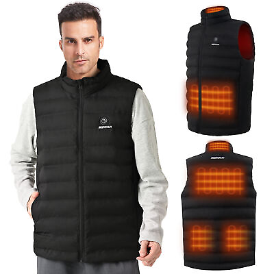 #ad Men Heated Vest Electric USB Rechargeable Battery Pack 6 Zones Body Warm Coat