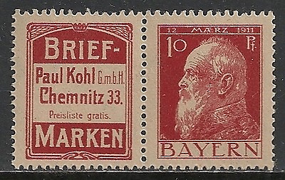 #ad Bayern stamps 1911 MI W3.4III MLH VF