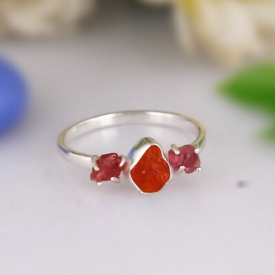 #ad Authentic Ruby amp; Carnelian Gemstone Ring 925 Silver Engagement Gift For Love