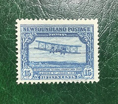 #ad Newfoundland Scott 180 15c Deep Blue Biplane Pictorial VF Used 1931 Scarce