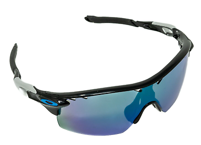 #ad Oakley RadarLock Pitch Cycling Sunglasses Polished Black Grey Blue Mirrored L 13 $84.95