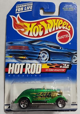 #ad Hot Wheels #x27;33 Ford Roadster Green Hot Rod Magazine 5 Spoke Wheels