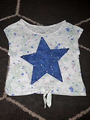 #ad Justice Girls Paint Splatter Star Print T Shirt Size 10