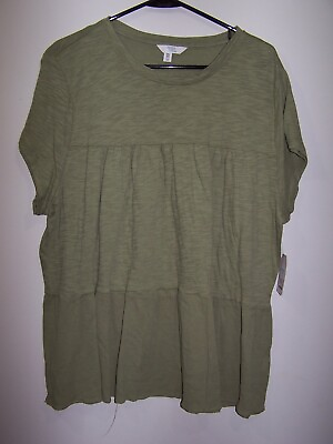 #ad NWT Time And Tru Olive Green Top Size XXL