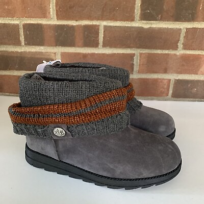 #ad Muk Luks Womens Patti Gray Knit Winter Snow Ankle Boots US 7 M NEW