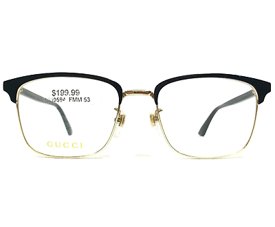 #ad Gucci Eyeglasses Frames GG0130O 001 Black Gold Square Full Rim 53 18 145 $149.99