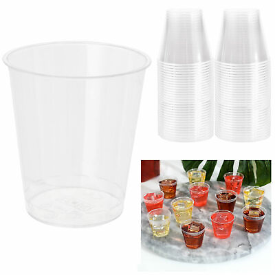 #ad 50 Ct Clear Disposable Shot Glasses Hard Plastic Cups Drinkware Party Bar 1.5oz