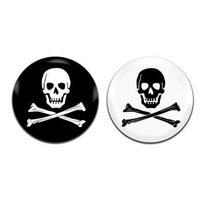 #ad 2x Skull And Crossbones Pirate Novelty Party 25mm 1 Inch D Pin Button Badges