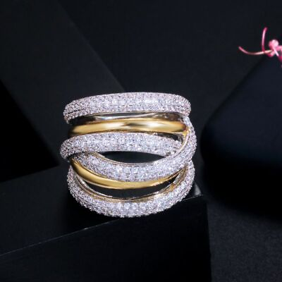 #ad Geometric Twist Lines Rings Women Silver Gold Color Engagement Finger Rings 1pc