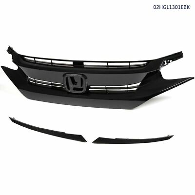 #ad Fit For 2016 2018 HONDA CIVIC Mesh Grille Front Hood Grille Factory Style New