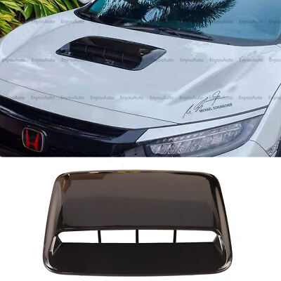#ad For Honda Civic Universal ENGINE HOOD Air Outlet Vent Trim Cover Gloss Black