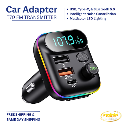 #ad Bluetooth Car Adapter FM Transmitter USB AUX Radio Handsfree MP3 Music Player