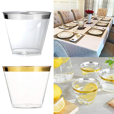 #ad 25 50 100X Disposable Shot Glasses Clear Plastic Wedding Party Cups Catering Bar