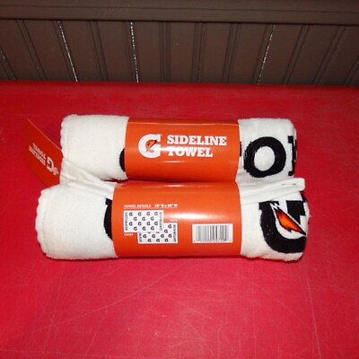 #ad 2 New Gatorade Sideline Sports Towels 16quot; X 25quot; White with Gatorade Logo Print