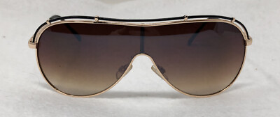 #ad Brown Shield Navigator Aviator Sunglasses Gold Frame The Hangover Style NEW