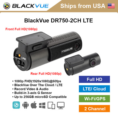 #ad BlackVue 2 Channel DR750 2CH LTE Full HD WiFi GPS 32GB Dashcam
