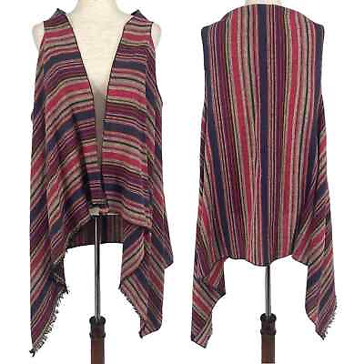 #ad GRACE amp; EMMA Boho Baja Asymmetrical Hippie Vest Multicolor Size Medium Bohemian