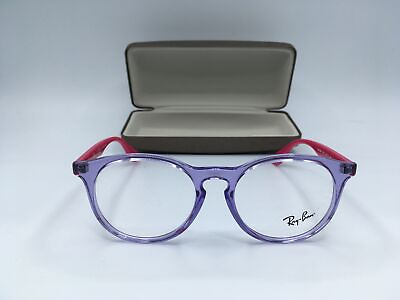 #ad Ray Ban RB1554 Kids Polished Transparent Violet Frame Demo Lens Eyeglasses 48MM