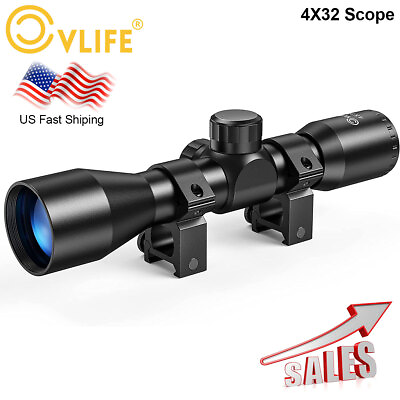 #ad CVLIFE 4x32 Compact Scope For Air Rifle Crossbow Airsoft Pellet Gun Scope Mount $22.49