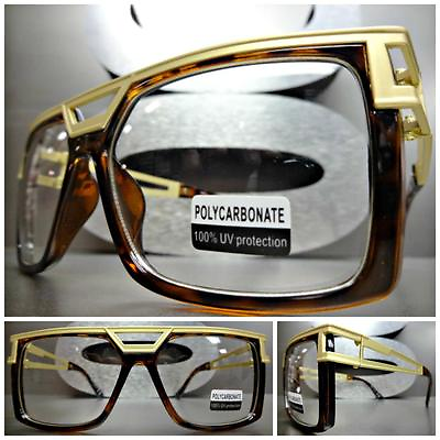 #ad Men’s Oversized Vintage Retro Style Clear Lens EYE GLASSES Tortoise amp; Gold Frame