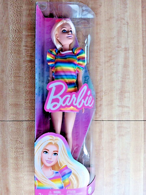 #ad Barbie doll brand new. Classic Blond Barbie in Rainbow Dress Model No 197 . 