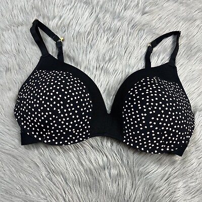 #ad Lively No Wire Push Up Bra Black Painted Polka Size 36DDD