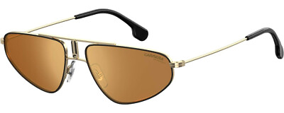 #ad Carrera 1021 S Unisex Trapezoid Designer Sunglasses Gold Black Amber Brown 58 mm