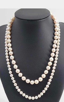#ad Two Pearl Necklaces w 14k Gold Clasp